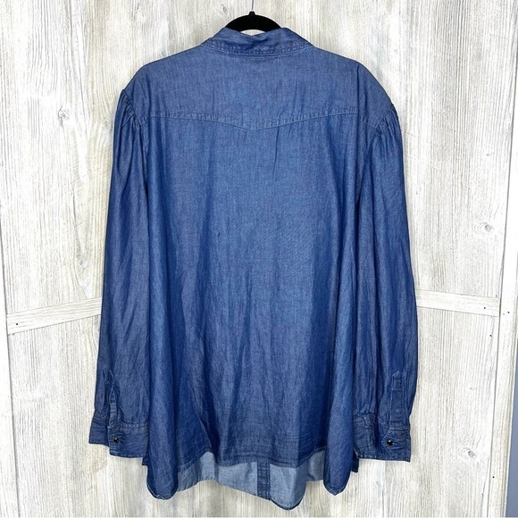 Ashley Stewart Denim Cut Out Blouse - Picture 5 of 8